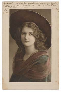 Postcard with hand coloring 1909